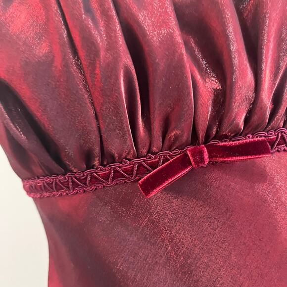 Vintage Y2K 90s Goth Vampire Milkmaid Dark Red Burgundy Prom Dress Sz 4 - Picture 7 of 9